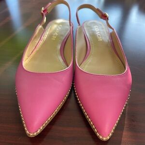 Coach Claire Leather studded slingback flats